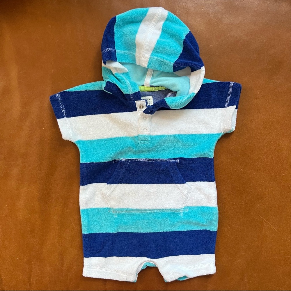 GAP Baby Striped Terrycloth Shortie with Hood, 3-6mo